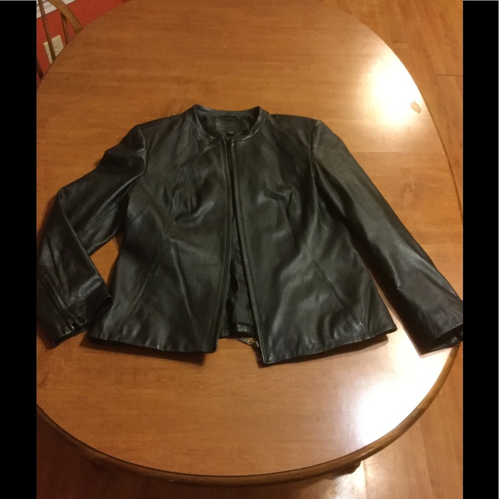 Large women's black leather jacket